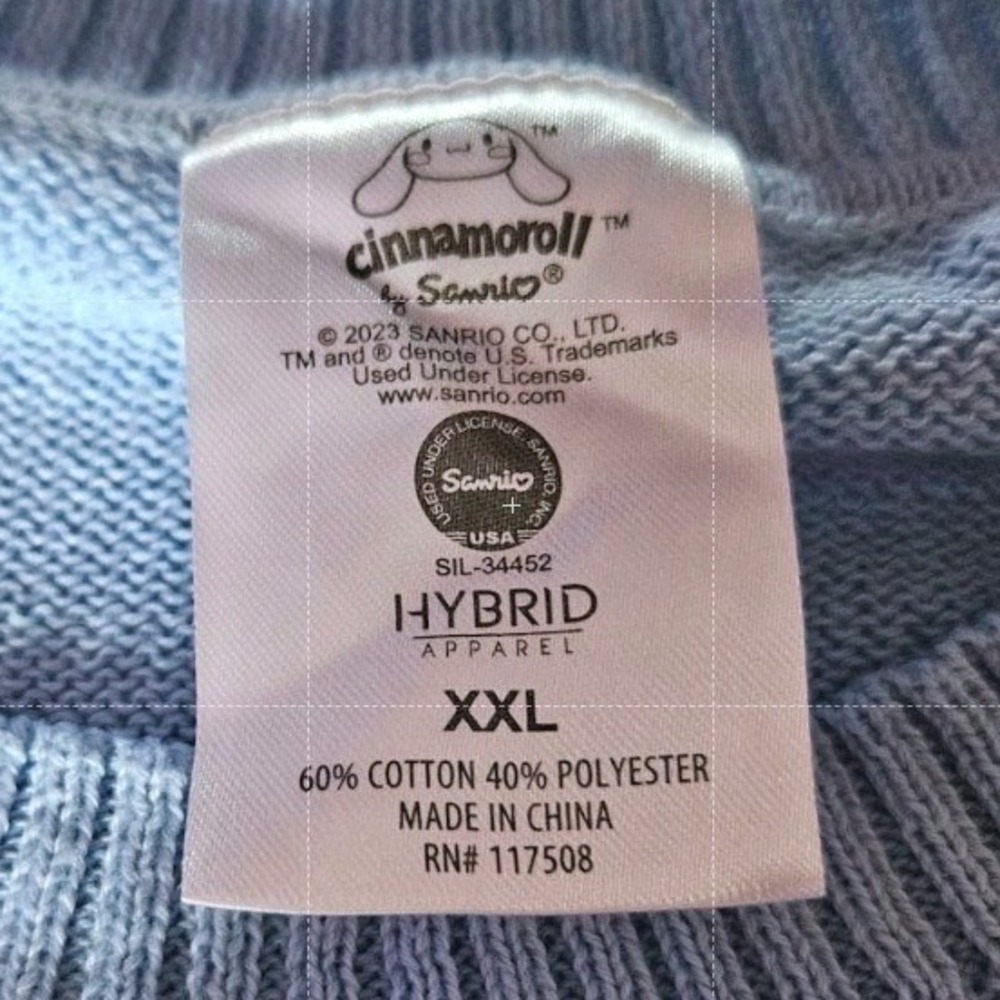 Sanrio Cinnamoroll Pull-Over Graphic Sweater XXL Argyle Pastel Baby Blue Preppy - Picture 4 of 6